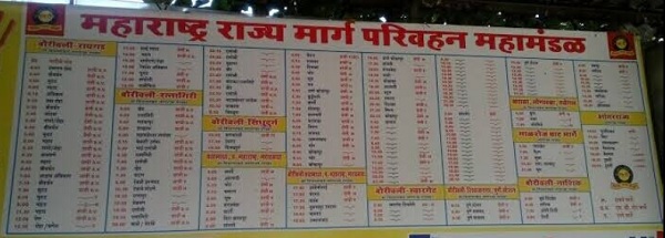 sukurwadi bus stand time table